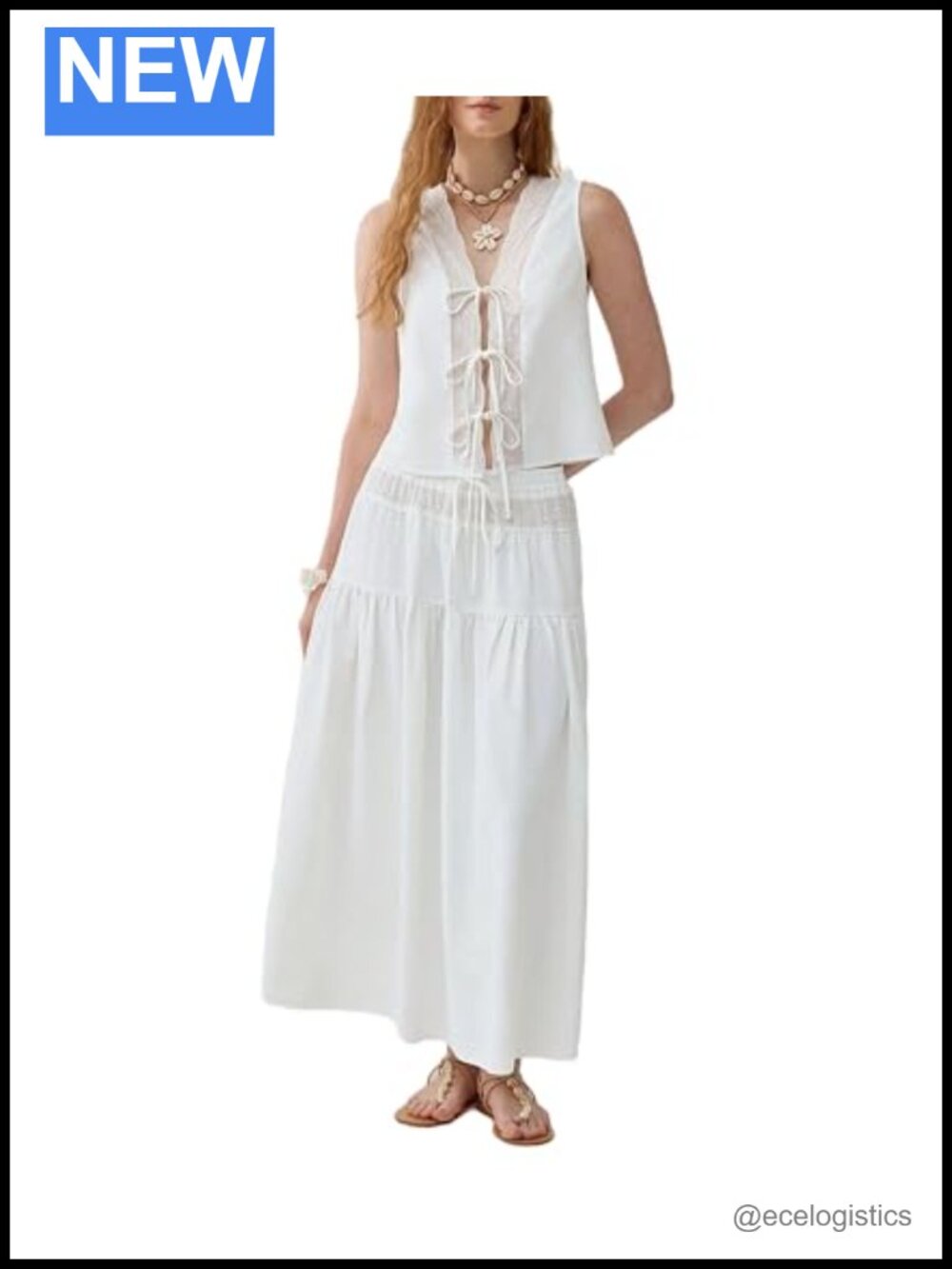 Women's 2 Piece Skirt Set Lace Up Tank Maxi Skirt Vacation Outfit